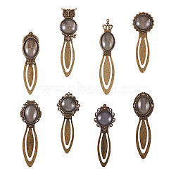 DIY Bookmark Making, with Clear Glass Cabochons and Iron/Alloy Bookmark Cabochon Settings, Antique Bronze, Cabochon: 20mm and 25x18mm, Bookmark: 80~100x21~28x3~4mm(DIY-PH0020-18AB)