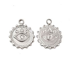 304 Stainless Steel Pendant Cabochon Settings, Sun with Eye, Stainless Steel Color, Tray: 1~1.8mm, 21.5x18x1.5mm, Hole: 2.5mm(STAS-E182-09P)
