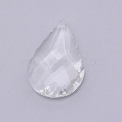Transparent Glass Big Pendants, for Chandelier Crystal Hanging Pendants, Faceted, Teardrop, Clear, 50x34x14mm, Hole: 2mm(GLAA-WH0022-32)