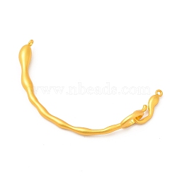 Rack Plating Alloy S-Hook Clasps, Curved Shape, Matte Gold Color, 27x62x6mm, Hole: 1.5~1.6mm, Big Hole: 7.5x5mm, S-Hook: 20x7.5x3.5mm(PALLOY-M201-02MG-1)
