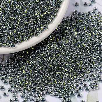 MIYUKI Round Rocailles Beads, Japanese Seed Beads, 8/0, (RR3201) Magic Golden Olive Lined Crystal, 3mm, Hole: 1mm, about 19000~20500pcs/pound