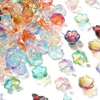 100Pcs Handmade Lampwork Beads, AB Color, Lily of the Valley, Mixed Color, 12x8mm, Hole: 1.2mm