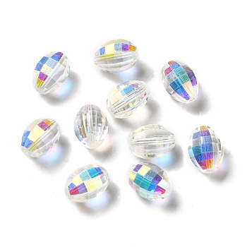 Glass Imitation Austrian Crystal Beads, Faceted, Oval, Clear AB, 13x9.5x10mm, Hole: 1.4mm