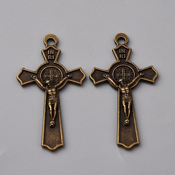 Tibetan Style Zinc Alloy Big Pendants, Crucifix Cross, Antique Bronze, 50x27x3.5mm, Hole: 2.5mm