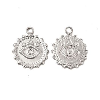 304 Stainless Steel Pendant Cabochon Settings, Sun with Eye, Stainless Steel Color, Tray: 1~1.8mm, 21.5x18x1.5mm, Hole: 2.5mm