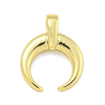 Rack Plating Brass Pendants, Cadmium Free & Lead Free, Moon, Real 18K Gold Plated, 17x14x5.5mm, Hole: 3x2mm