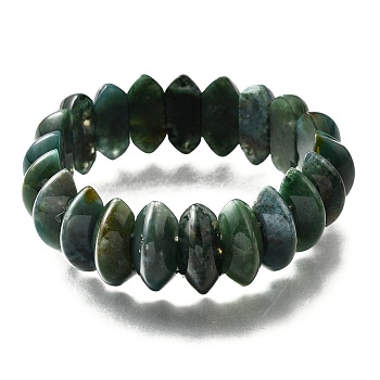 Bicone Natural Indian Agate Beads Stretch Bracelets for Women Men, Inner Diameter: 2-1/4~ 2-1/2 inch(5.75~6.45cm)