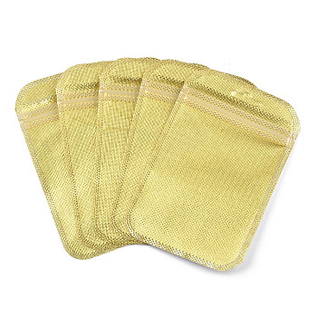 Translucent Plastic Zip Lock Bags, Resealable Packaging Bags, Rectangle, Gold, 13x8.5x0.03cm