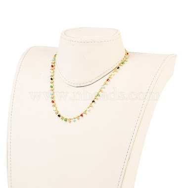 Brass Handmade Colorful Glass Beaded Necklaces(NJEW-JN03134)-5