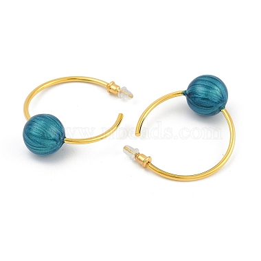 Round Brass Enamel Hoop Earrings for Women(EJEW-Q391-35G-01)-3