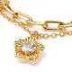 Flower Brass Micro Pave Cubic Zirconia Charm Bracelets(BJEW-P342-07G)-2