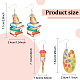 2 Pair 2 Style Book & Brush & Palette Single Face Printed Wood Dangle Earrings(EJEW-AN0002-74)-2