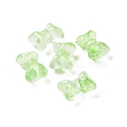 Transparent Spray Painted Glass Beads, Bowknot, Yellow Green, 10x14x8mm, Hole: 1mm(GLAA-I050-11H)