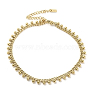 304 Stainless Steel Round Ball Charms Link Chain Anklets, Real 14K Gold Plated, 8-5/8 inch(22cm)(AJEW-G054-01G)
