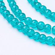 Spray Painted Crackle Glass Beads Strands, Round, Medium Sea Green, 4mm, Hole: 1.1~1.3mm, 31.4 inch(CCG-Q001-4mm-15)