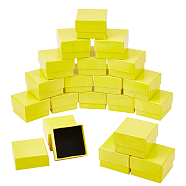 Cardboard Jewelry Earring Boxes, with Black Sponge, for Jewelry Gift Packaging, Yellow, 5x5x3.4cm(CBOX-AR0001-005B)