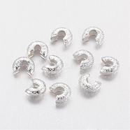 Brass Crimp Beads Covers, Silver Color Plated, 3.2mm In Diameter, Hole: 1.2mm(KK-G015-S)