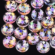 Resin Cabochons, with Paillette, Dome/Half Round, Colorful, 14x4~5mm(X-CRES-Q208-05A)