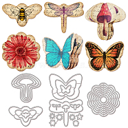 Carbon Steel Cutting Dies Stencils, for DIY Scrapbooking, Photo Album, Decorative Embossing Paper Card, Stainless Steel Color, Butterfly & Bees & Flower & Mushroom, Insects, 62~103x91~105x0.8mm, 5pcs/set(DIY-WH0309-1250)