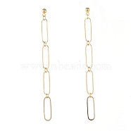 Brass Dangle Stud Earrings, with 304 Stainless Steel Stud Earring Findings, and Ear Nut/Earring Backs, Golden, 90mm, Pin: 0.7mm(X-EJEW-JE03837)
