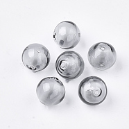 Handmade Blown Glass Beads, Round, Dark Gray, 14x14mm, Hole: 1~2mm(BLOW-T001-32A-06)