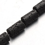 Synthetic Lava Rock Bead Strands, Column, Dyed, Black, 14~15x8~8.5mm, Hole: 2mm, about 27pcs/strand, 15.5 inch(G-N0118-18)