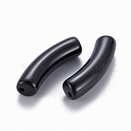 Opaque Acrylic Beads, Curved Tube, Black, 32x9.5x8mm, Hole: 1.8mm, about 330pcs/500g(MACR-S372-002B-S002)