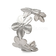 304 Stainless Steel Open Cuff Bangles, Flower, Inner Diameter: 2-1/2x1-7/8 inch(6.4x4.9cm), Wide: 32mm(AJEW-Z009-06D-P)