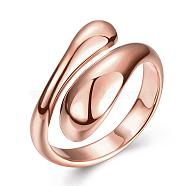Real Rose Gold Plated Adjustable Brass Finger Rings for Women, US Size 7(17.3mm)(RJEW-BB07574-B)