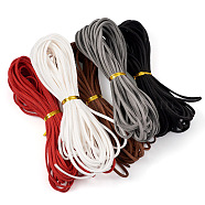 Pandahall 50 Yards 5 Colors Flat Faux Suede Cord, Faux Suede Lace, with 5Pcs Metallic Wire Twist Ties, Mixed Color, 2~4x1.5~2mm, 10 yards/color(LW-TA0001-03)