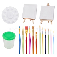 DIY Painting Kit, with Wooden Sketchpad & Easel, Plastic Watercolor Oil Palette & Art Brushes Pens & Pen Cup, Nylon Art Supplies Drawing Art Pen, Mixed Color, 178x5mm(DIY-NB0003-46)