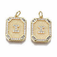 Brass Micro Pave Clear Cubic Zirconia Pendants, Nickel Free, Real 18K Gold Plated, Rounded Rectangle with Word, 19x14x2.5mm, Jump Ring: 5x0.7mm, 3mm inner diameter(KK-S356-234I-G-NF)
