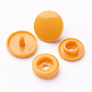 Resin Snap Fasteners, Raincoat Buttons, Flat Round, Orange, Cap: 12x6.5mm, Pin: 2mm, Stud: 10.5x3.5mm, Hole: 2mm, Socket: 10.5x3mm, Hole: 2mm(SNAP-A057-001T)