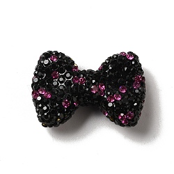 Polymer Clay Rhinestone Beads, Bowknot, Camellia, 21.5~22mmx30mmx9.5~10.5mm, Hole: 1.8mm(RGLA-D050-03F)
