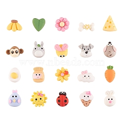20Sets 10 Styles Opaque Resin Decoden Cabochons, Animals, Mixed Color, 11.5x13.5x5mm, 2set/style(CRES-CJ0001-31)