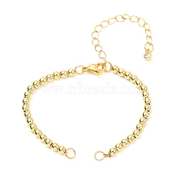 Bracelet Makings, with Brass Cable & Curb Chains, 304 Stainless Steel Lobster Claw Clasps & Open Jump Rings, Brass Round Beads, Golden, 6-1/8 inch(15.5cm), Hole: 3.4mm(AJEW-JB01078-01)