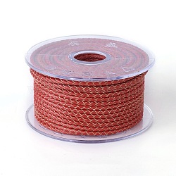 Braided Cowhide Cord, Leather Jewelry Cord, Jewelry DIY Making Material, Indian Red, 5mm, about 21.87 yards(20m)/roll(WL-I004-5mm-20)