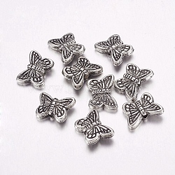 CCB Plastic Beads, Butterfly, Antique Silver, 11x15x5mm, Hole: 2mm(CCB-F006-14AS)