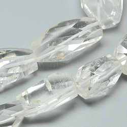 Natural Quartz Crystal Beads Strands, Rock Crystal Beads, Faceted, Nuggets, 19~28x13~18x9~13mm, Hole: 1~2mm, about 17pcs/strand, 15.7 inch(G-Q948-40)