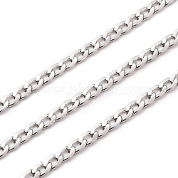 304 Stainless Steel Cuban Link Chains, with Spool, Unwelded, Stainless Steel Color, 6x3.5x0.8mm, about 32.8 Feet(10m)/roll(CHS-M003-13P-B)