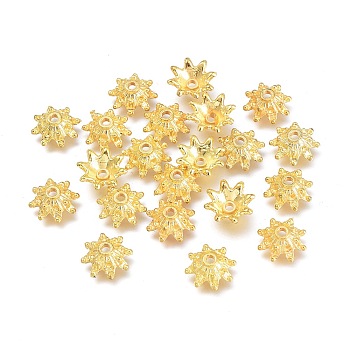 CCB Plastic Bead Caps, 8-Petal, Golden, 8.5x3.5mm, Hole: 1.4mm