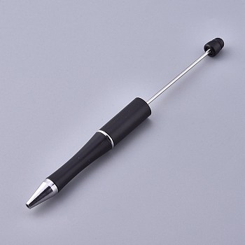 Plastic Beadable Pens, Shaft Black Ink Ballpoint Pen, for DIY Pen Decoration, Black, 144x12mm, The Middle Pole: 2mm