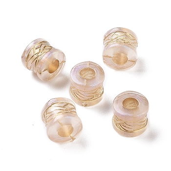 Plating Transparent Acrylic Beads, Golden Metal Enlaced, Column, Clear, 9x7.5mm, Hole: 3.8mm, 1690pcs/500g