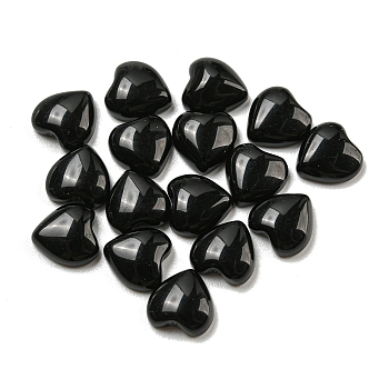 Natural Black Stone Cabochons, Heart, 8x8x3.5mm