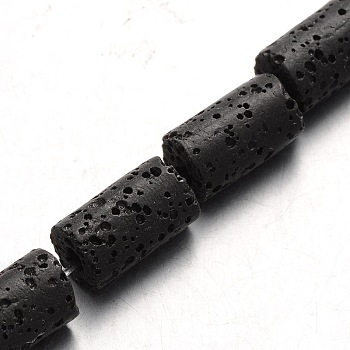 Synthetic Lava Rock Bead Strands, Column, Dyed, Black, 14~15x8~8.5mm, Hole: 2mm, about 27pcs/strand, 15.5 inch