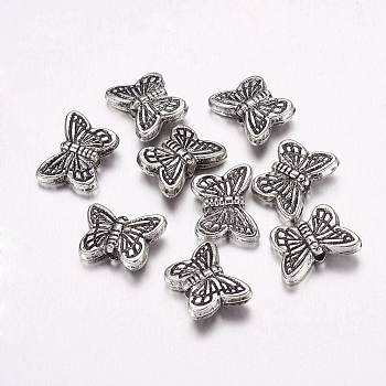 CCB Plastic Beads, Butterfly, Antique Silver, 11x15x5mm, Hole: 2mm