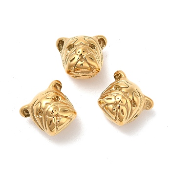 Ion Plating(IP) 304 Stainless Steel Puppy Beads, Pug, Golden, 12x13x10mm, Hole: 2mm