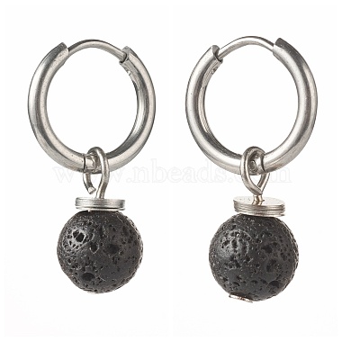 Natural Lava Rock Beads Earrings for Girl Women Gift(EJEW-JE04607-06)-2