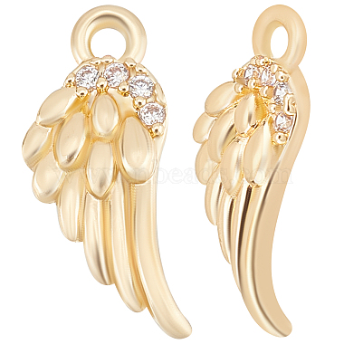 Real 14K Gold Plated Clear Wing Brass+Cubic Zirconia Charms