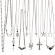 12Pcs 12 Style Heart & Cross & Butterfly & Bat Alloy Enamel Pendant Necklaces Set with Rhinestone(NJEW-FI0001-03)-1
